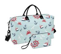 Red and Blue Underwater World Large Travel Bag Carry on Weekender Overnight Bag Sports Gym Tote Bag with Adjustable Strap for Workout Waterproof