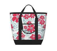 Red And Blue Winter Flowers,Lunch Bags Large Capacity Insulated Tote Bag For Women Men Work Picnic Travel