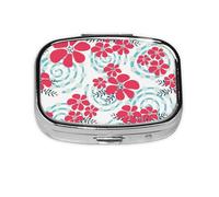 Red and Blue Winter Flowers,Meta Pill Box 2 Compartment Medicine Case,Portable Organizer,Rectangle Meta Portable Organizer Pill Box 2442 Compartment Medicine Case