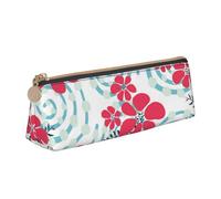 Red and Blue Winter Flowers, Pencil Pouch Triangle Pen Case Portable Leather Pencil Bag with Zipper Cosmetic Pouch Bag