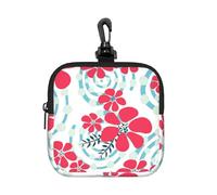 Red and Blue Winter Flowers, Square Zipper Storage Bag, Neoprene Coin Purse, Small Wallets, Change Pouch, Change Purse