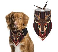 Red and Brown Reindeer Dog Bandana Triangle Dog Scarf Washable Polyester Dog Bibs Cute Pet Bandana for Medium Large Dogs Puppy and Cats