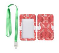 Red and Cream Leaf and Chickens Badge Holder with Green Lanyard, Bus Pass Holders, Vertical ID Cards Protector for Doctor, Vertical Cards Protector for Men, Nurse Accessories Nurse Essentials
