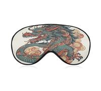 Red and Cyan Dragon Eye Mask Soft Sleep Mask for Side Sleeper Light Blocking Night Eye Cover with Adjustable Strap Sleep Shade Cover Night Blindfold Eyeshade Sleeping Masks for Travel