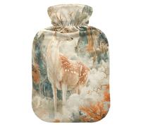 Red and Gold Chinese New Year Deer Cute hot Water Bottle with Soft Cover, 1L Warm Compress for Sore Muscle, Sore Muscle