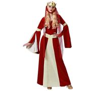 Red and gold medieval lady costume for women