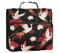 Red and Gold Phoenix 3 Rings 1.5 inch Sturdy Zipper Binder with Shoulder Strap & Handle Laege Capacity Documents Files Storage Bag for School