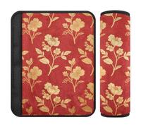 Red and Gold Retro Flowers 2 Pack Padded seat Belt Cover Protects Your Neck and Shoulders for Truck funda para cinturón de carro