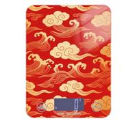 Red and Golden Chinese-Style Auspicious Clouds Waterproof mini Food Scale 11lb/0.18oz, 5kg/5g Digital Scale for Kitchen with 4 Unit for Baking Weight Loss Cooking (Batteries not