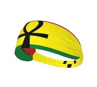 Red And Green Ankh Egyptian Gods Symbol Hairband, Unisex Elastic Headband, Moisture Wicking Headband For Sports, Running, Yoga.