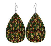 Red And Green Ankh Egyptian Gods Symbol Leather Earring Fashion Hanging Printed Dangle Earrings For Daily Women