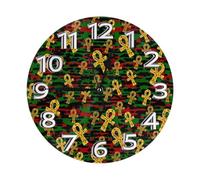 Red And Green Ankh Egyptian Gods Symbol Round Clocks Arabic Numerals Frameless Wall Clock Easy To Read Clocks For Kitchen Decor Living Room 25Cm