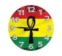 Red And Green Ankh Egyptian Gods Symbol Round Clocks Modern Frameless Wall Clock Decorative Clocks For Kitchen Home Office 25Cm