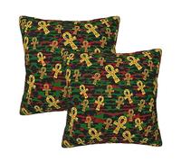 Red And Green Ankh Egyptian Gods Symbol Set Of 2 Cushion Cover Funky Pillowcase Fashion Cushion Case For Car Decor Bedroom Sofa Chair 45X45Cm