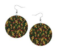 Red And Green Ankh Egyptian Gods Symbol Women Earrings Faux Leather Dangle Eardrop Drop Earring Fashion Jewellery Gift For Wife Daughter Girlfriend Christmas