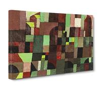 Red And Green Architecture By Paul Klee Canvas Print | Gallery Wrapped 30mm Frame Wall Art | 30x20 inches | Ready to Hang | Classic Cityscape Picture | Living Room Bedroom Lounge Office
