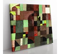 Red And Green Architecture by Paul klee Classic Painting Canvas Wall Art Print Ready to Hang, Framed Picture for Living Room Bedroom Home Office Décor, 35x35 cm (14x14 Inch)