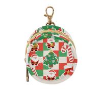 Red and Green Check Santa Claus Baby Boy Pacifier Case with Zipper and Clip Coin Purse Change Holder, Baby Items Container Box