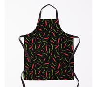 Red and Green Chilli Peppers on Black Grill Aprons for Kitchen BBQ Chef