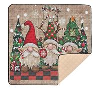Red and Green Christmas Dwarfs Soft Foam mat for Baby to Play on Floor for Floor Waterproof Foldable Tummy Time Mat for Babies Infants Toddlers, 50'' x 50''