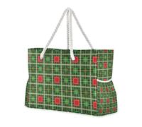 Red and Green Christmas Line Large Capacity Tote Bag Beach with Side Pocketes Bag Women Travel Essentials Beach Gifts Birthday Gifts for Women