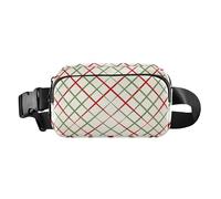 Red and Green Christmas Lines Stylish Fanny Waist Pack for Men Women Multipurpose Sling Chest Bag with Adjustable Strap for Travel Running Hiking