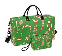 Red and Green Christmas Notes Travel Bag Overnight Weekender Bags Sports Gym Bag with Toiletry Bag for Workout Foldable, Red and green Christmas notes, One Size