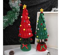 Red and Green Felt Christmas Tree Ornament Set for Mini Desktop Xmas Tree - 48 X 13 Cm Interactive Holiday Decoration for Kids Classrooms Daycare (Polyester Odorless Safe)(RED)