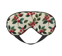 Red and Green Holly Bouquet Sleep Mask Eye Mask with Adjustable Strap, Eye Sleep Shade Cover Blocks Light for Women Men Airplane Travel Nap Meditation