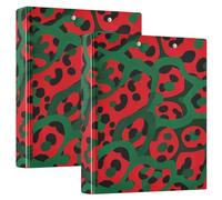 Red And Green Leopard Print 3.8cm Binder Round Rings Binder With Pockets 1/2 Pack Various Binder Hard Cover