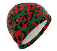 Red and Green Leopard Print swim hats for beginners Short Hair waterproof for swimming Hair Protection and Drag Reduction gorro para nadar mujer