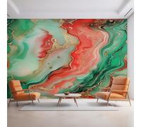 Red and Green Marble Wallpaper, Modern Fluid Art Wall Mural for Living Room, Non-Woven Wall Paper for Bedroom 200X150cm, Photo Wallpaper Home Decor D35