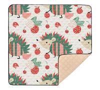 Red and Green Playful Hedgehog Christmas Large Stylish Baby Floor Play mat for Indoor Outdoor Comfortable Foldable Playroom Activity Mat for Newborns Babies Infants Toddlers, 50'' x 50''