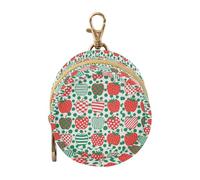 Red and Green Polka Dot Apples Baby Pacifiers Holder Case with Zipper and Clip Key Chain Wallet, Newborned Essentials