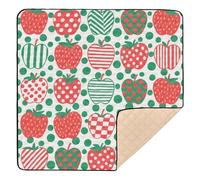 Red and Green Polka Dot Apples Large Sturdy Baby Activity Play Mat for Floor Water Resistant Tummy Time Mat for Babies Infants Toddlers, 50'' x 50''