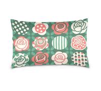 Red and Green Polka Dot Rose Flowers Standard/Queen Size sateen pillowcases cotton pillow case for Hot Sleepers, Soft & Silky Smooth fundas para almuadas 20x30 inchs Set of 2