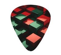 Red and green square 12 Pack Guitar Picks Plectrums with Organizer Storage Box, ABS Material Picks for Acoustic & Electric Guitar, 3 Thickness Options