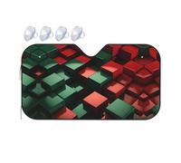 Red and Green Square Car Windshield Sunshade - Fits Cars, SUVs, Trucks, Automotive Sun Screen, White, 55 X 30in
