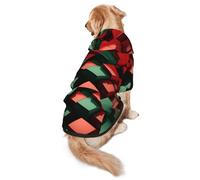Red and Green Square Dog Hoodie - Hoodie for Medium and Large Dogs - Pet Winter Coat, Black