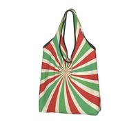 Red And Green Strip Foldable Shopping Bag Reusable Grocery Bags Christmas Portable Travel Pounch for Camping Daily Use