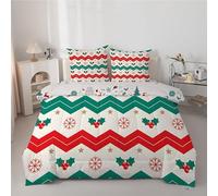 Red And Green Stripes Super King Duvet Anti Allergy Coverless Duvet Set for All Seasons - 7.5 Tog Christmas Reversible Bed Quilts Set - Soft & Washable Beige Bedding Comforter with 2 Pillowcases