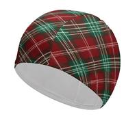 Red And Green Tartan Pattern Funny Swim Cap Breathable Swimming Hat