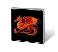 Red And Orange Dragon Square Metal Badges Decorative Brooches