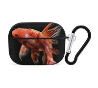 Red and Orange Fish Case Cover with Keychain Shockproof Hard Shell Protective Case for 2nd/1st Generation Case for Women Men Bluetooth Earbuds Case