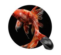 Red and Orange Fish Mouse Pad, 7.8 Inch Portable Round Mouse Mat with Non-Slip Rubber Base & Smooth Surface, Waterproof Mousepad for Gaming Office & Home