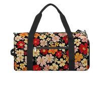 Red And Orange Flowers Gym Bag Travel Duffel Bags for Men Women Large Weekender Bags Carry On Overnight Duffle Bag with Shoe Compartment for Workout, style, One Size