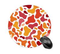 Red And Orange Organic Pattern Mousepad Round Computer Mousepad Waterproof Gaming Mousepads with Non-Slip Rubber Base Mousepads Mousemat for Laptop Office 20 CM