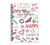 Red and Pink Hearts 2026 Journal A5 To Do List Notebook 2026 Diary Daily Organisation Gifts Diary and Planner for Housework Week To View Monthly Year Planner with Dotted Line Note Page Slim