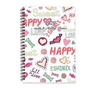Red and Pink Hearts Diary 2026 A5 To Do List Notebook Agenda Diary for Women Planner for Work Week To View Monthly Year Planner with Dotted Line Note Page Slim