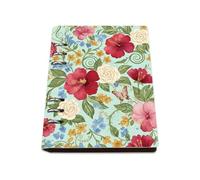 Red And Pink Hibiscus A5 Notebook, Pu Leather A5 Notebooks, Lined Paper Binder Notebook 180Pages/90Sheets, Exercise Book for Man, Exercise Books for Meeting, University Stationery Women Man